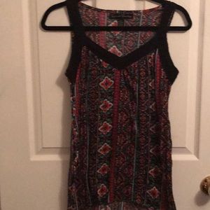 Multi colored crochet trim tank